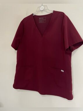 FIGS V-Neck Medical Scrub Top in‎ Burgundy ~ Size XXL Medical Staff